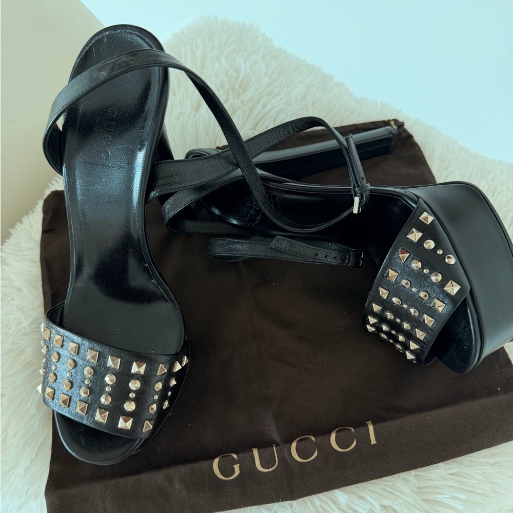 Gucci Black Studded Heels Gucci Malaga Kid Nero Pumps